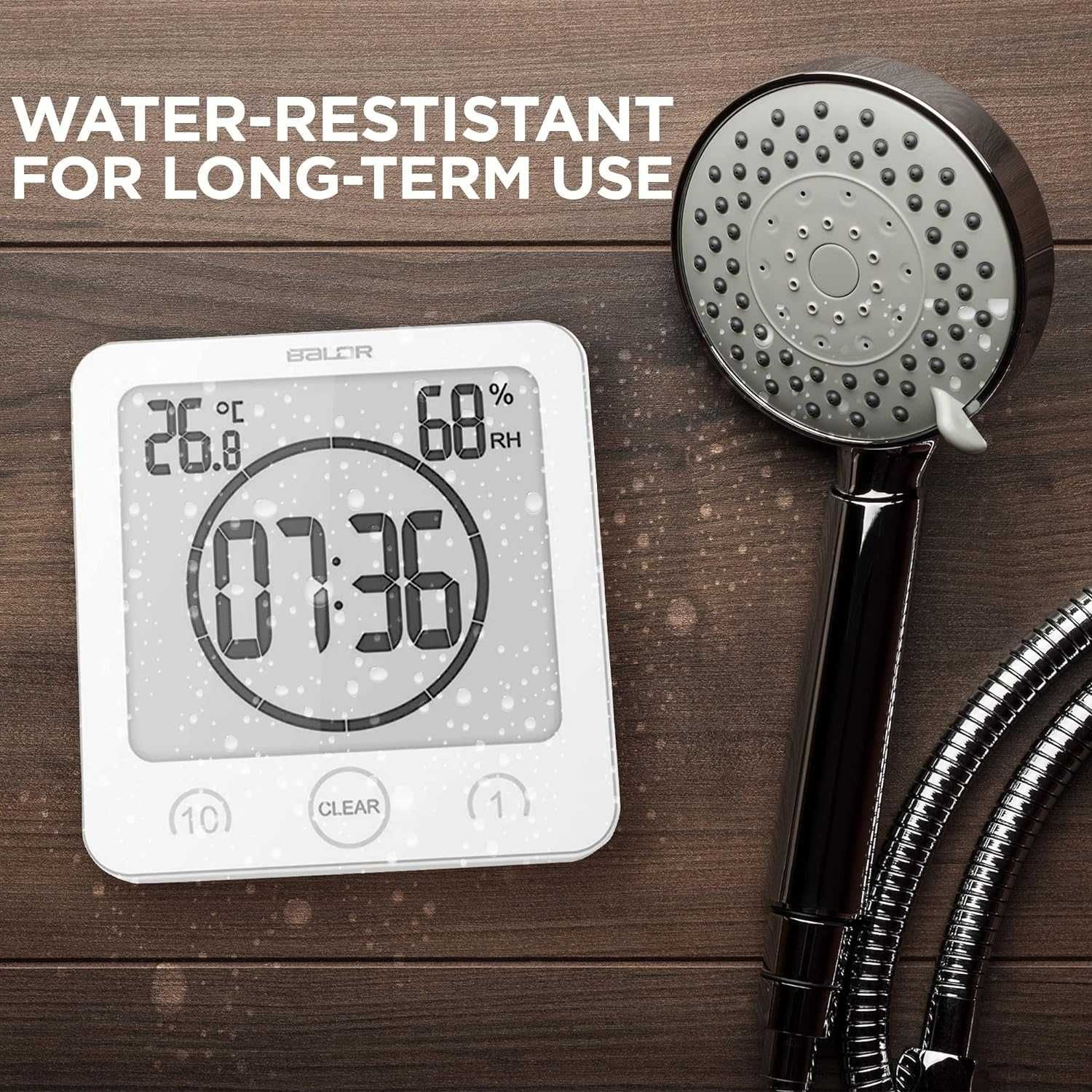 Цифровий водонепроникний годинник для душу + температура вологість