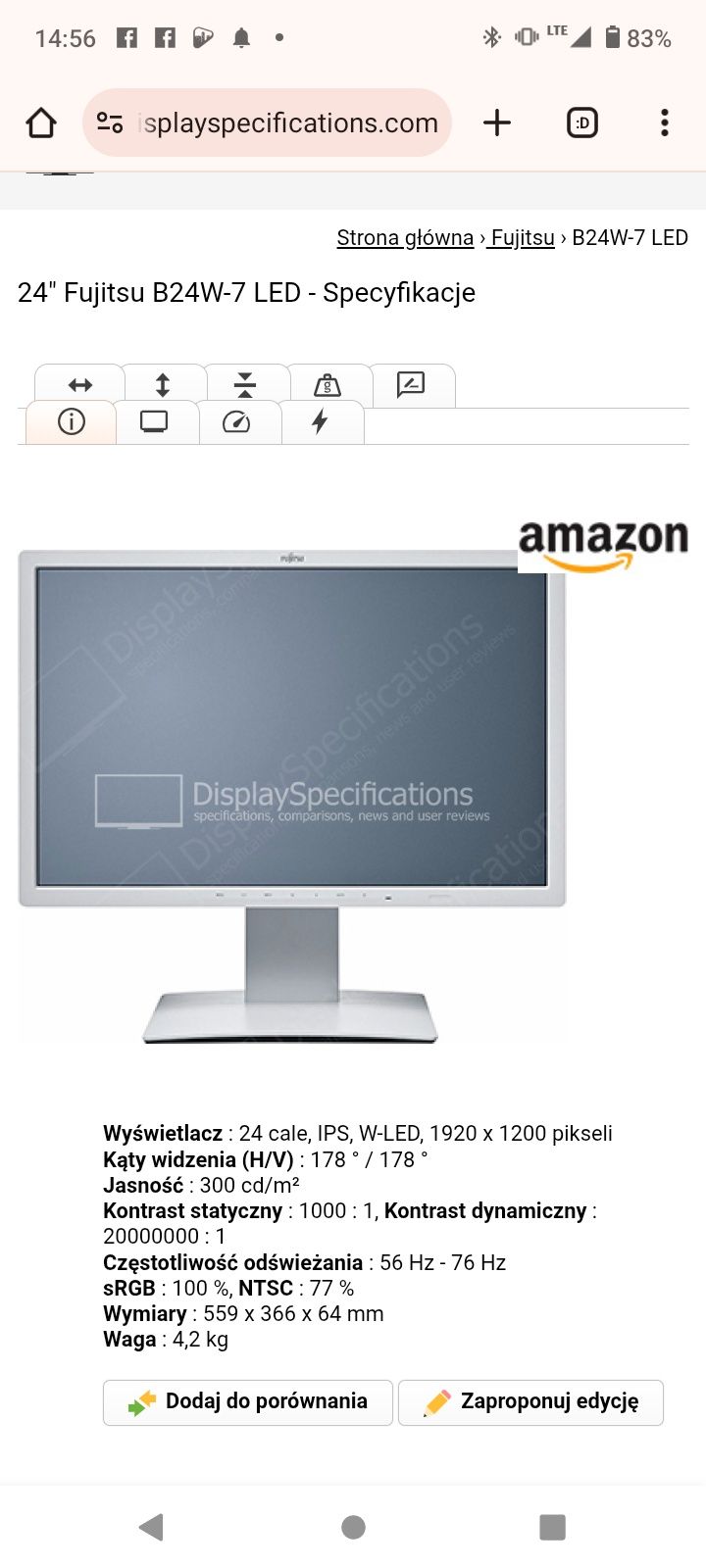 Monitor Fujitsu B24W-7 LED 24 CALE.