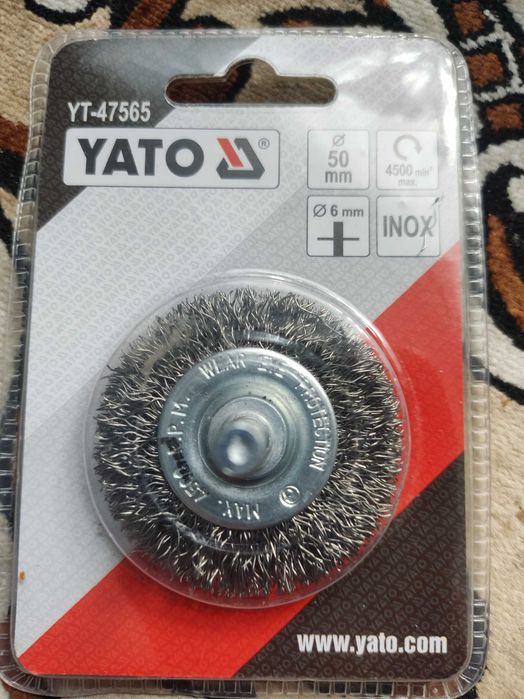 Щітка  зачисна з нержавіючої сталі до дрилі YATO Ø50 зі шпинделем Ø6