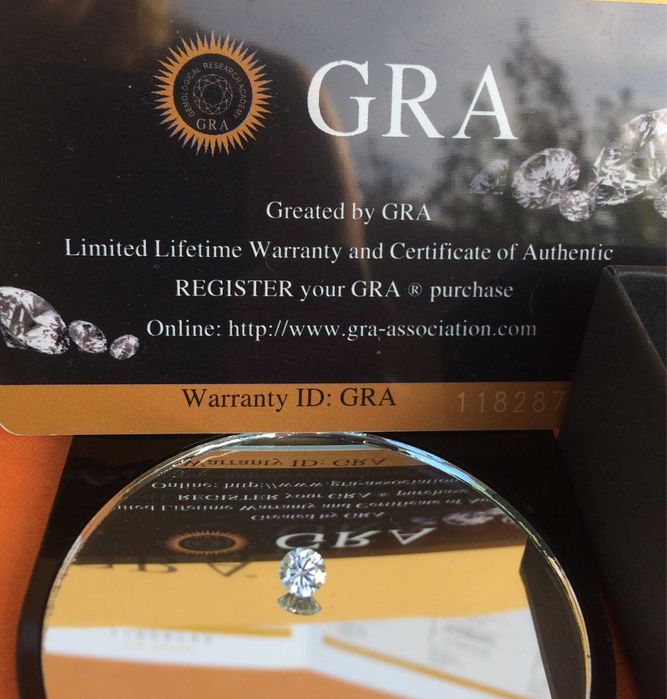 Diamante moissanite com certificado GRA