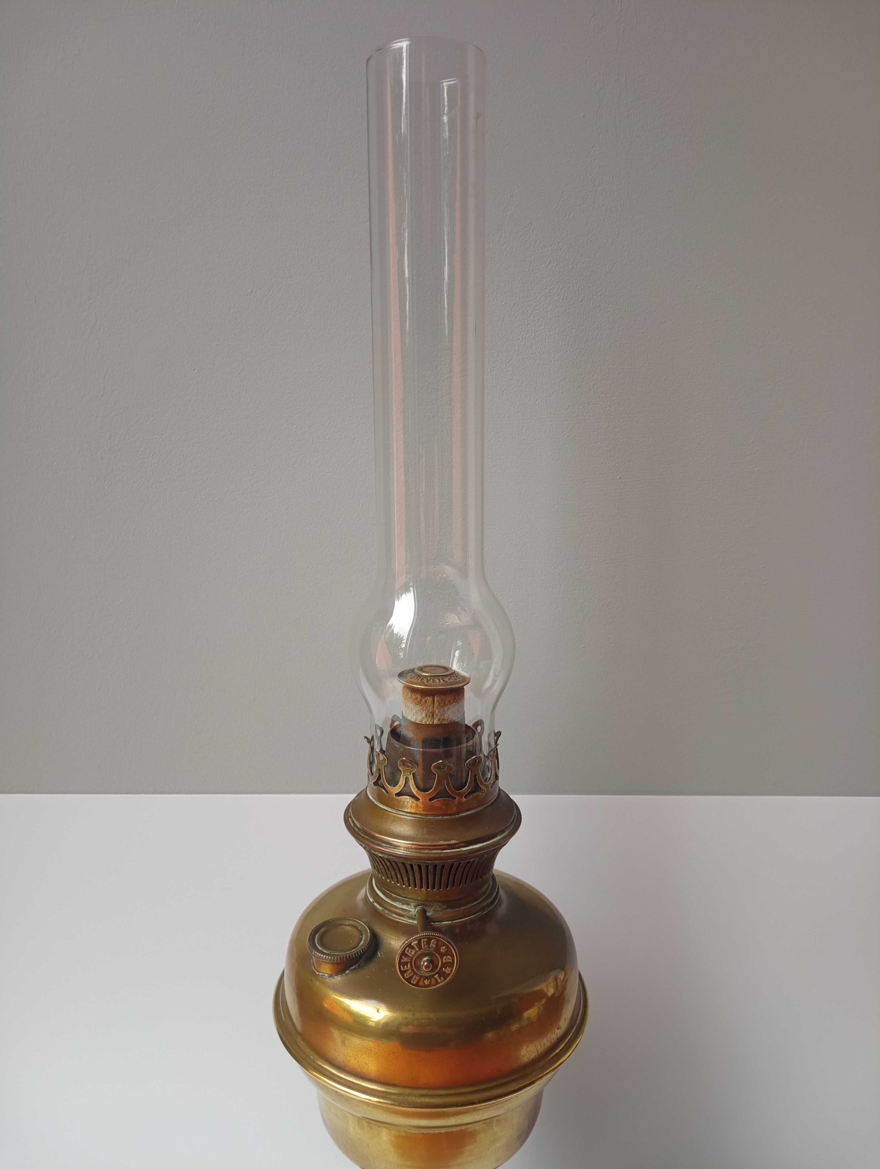 stara sygnowana lampa naftowa L&B Belgia XIX wiek
