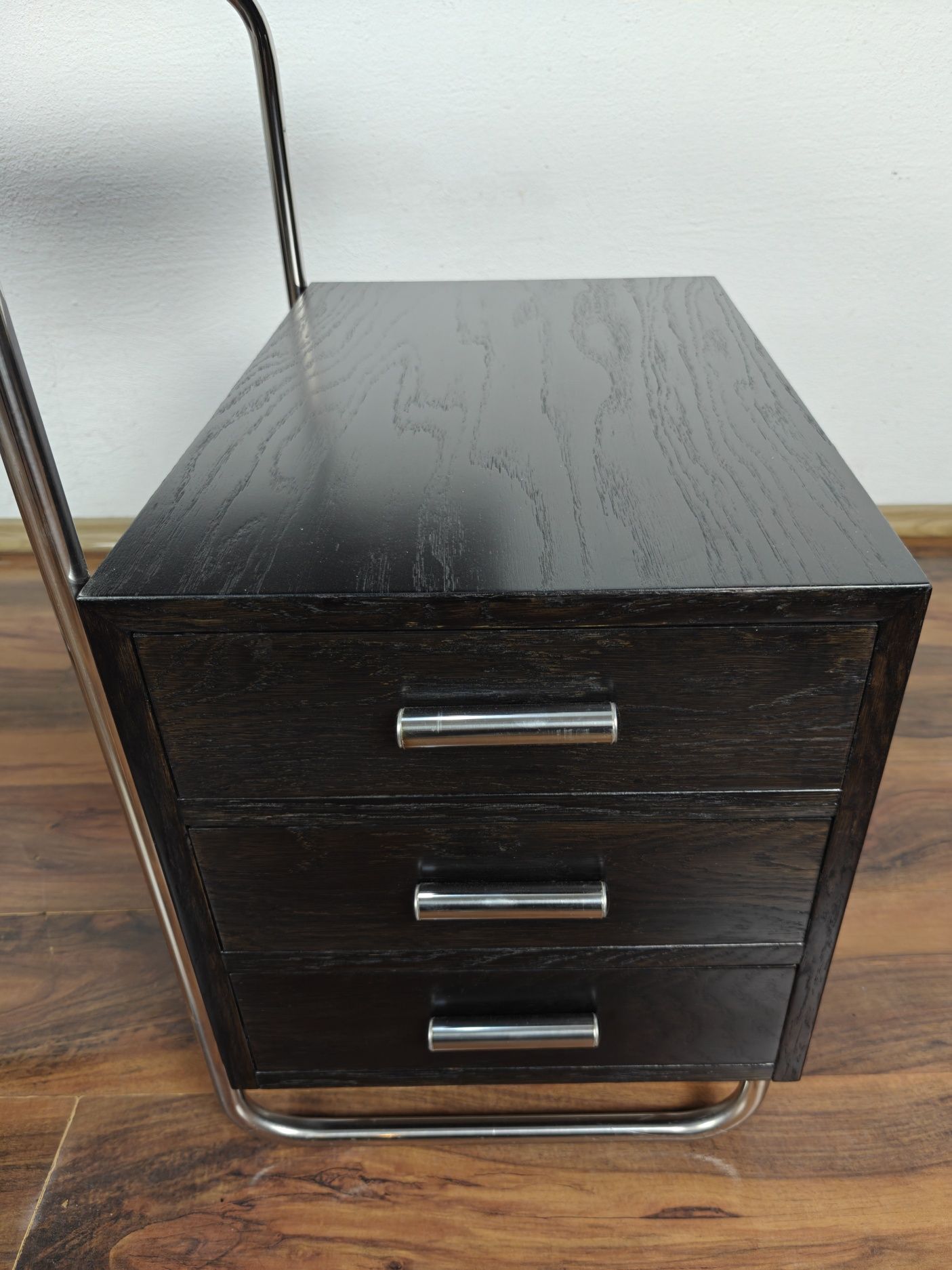 Biurko czarne chrom dąb Bauhaus Art Deco
