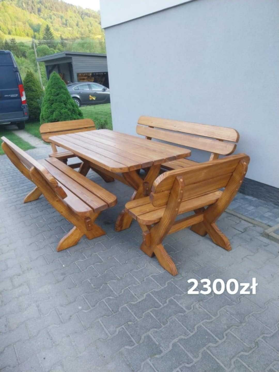 Meble ogrodowe drewniane loft, stol lawki fotele pergole hustawki