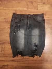 Bawełniana, szara spódnica, spódniczka jeansowa Girl ViVi S/8