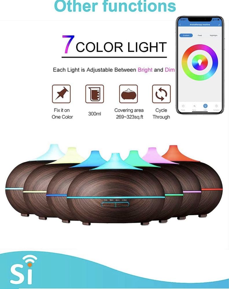 Humidificador/Difusor de Aromas WIFI LED RGB - Alexa/Google (NOVO)