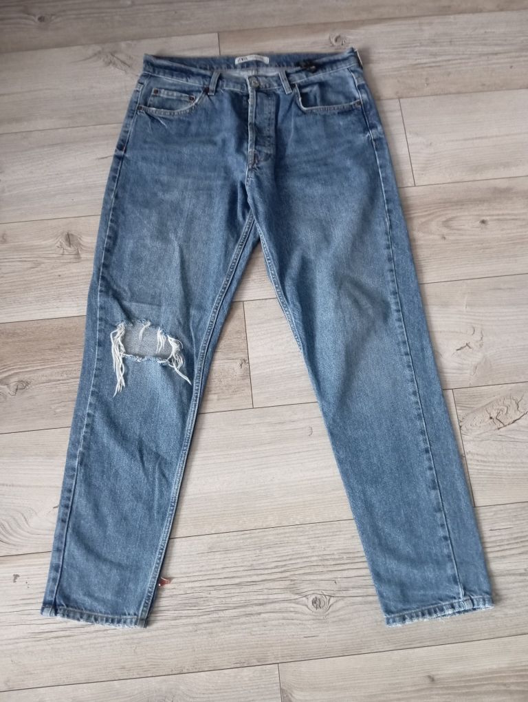 Spodnie jeansowe z rozdarciem Zara r. 42