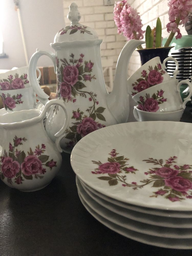 Stara porcelana Retsch Wunsiedel klasyczny serwis do kawy róże