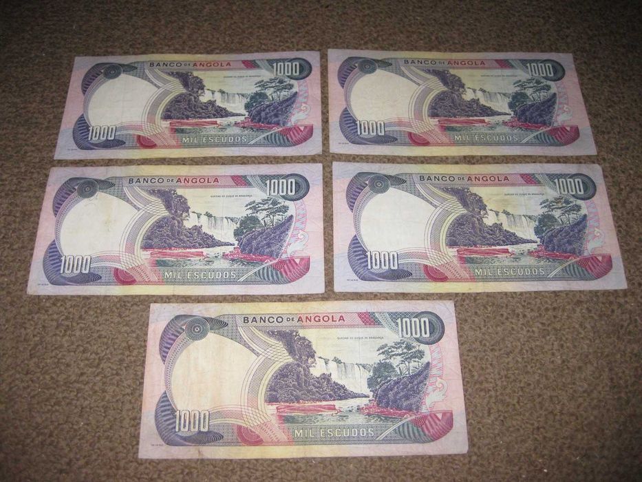 5 Notas de "1000 Escudos" de Angola