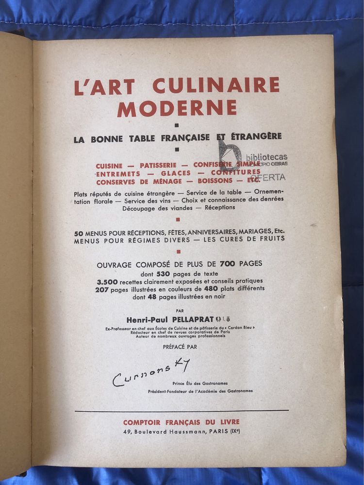 Livro “L’art Culinaire Moderne”