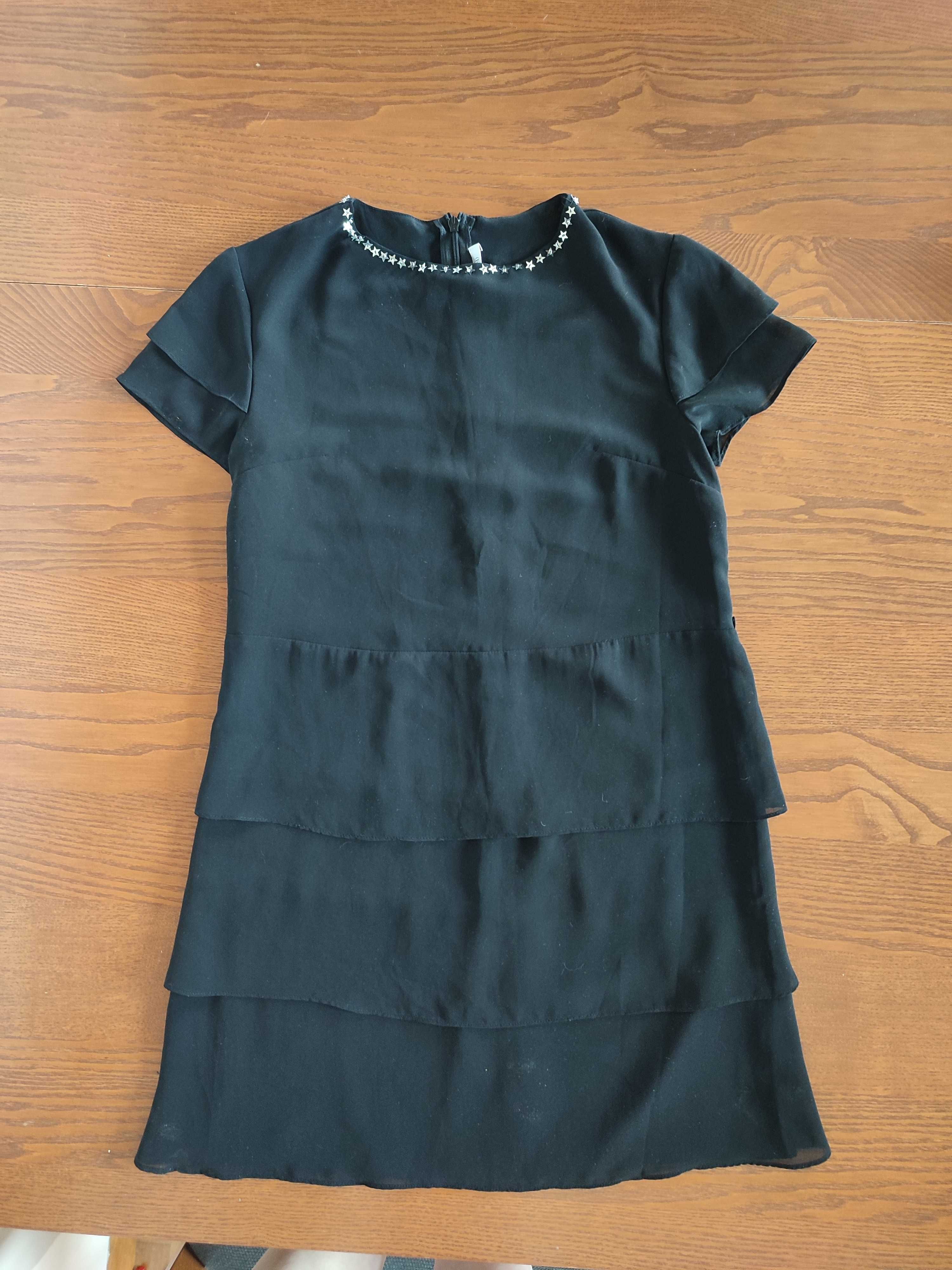 Elegancka czarna sukienka Cacharel 10 lat, 142 cm