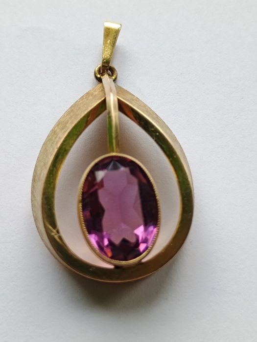 Ametyst przywieszka pozłacana