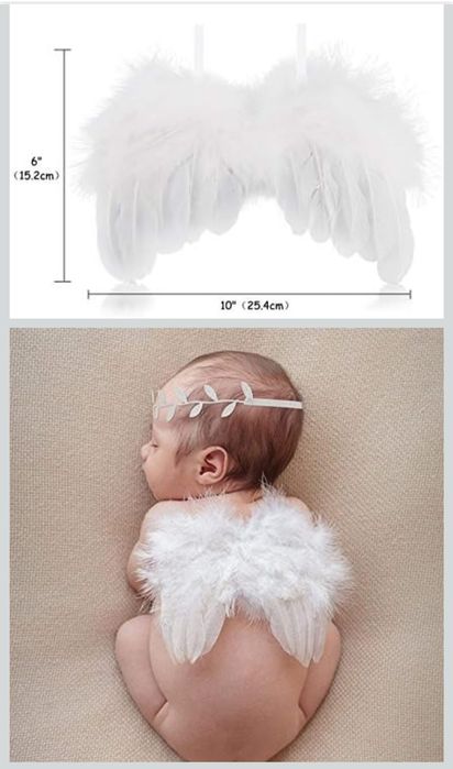 Skrzydła aniołka i opaska do sesji noworodkowej