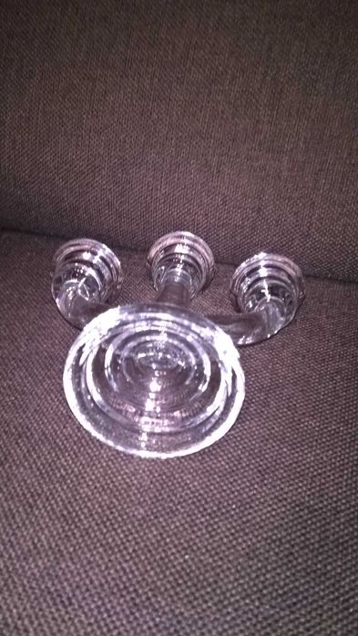 szklany świecznik three-head style