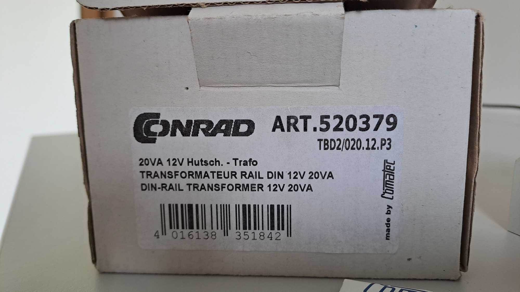 Transformator 230V / 12V, 20VA, szyna DIN