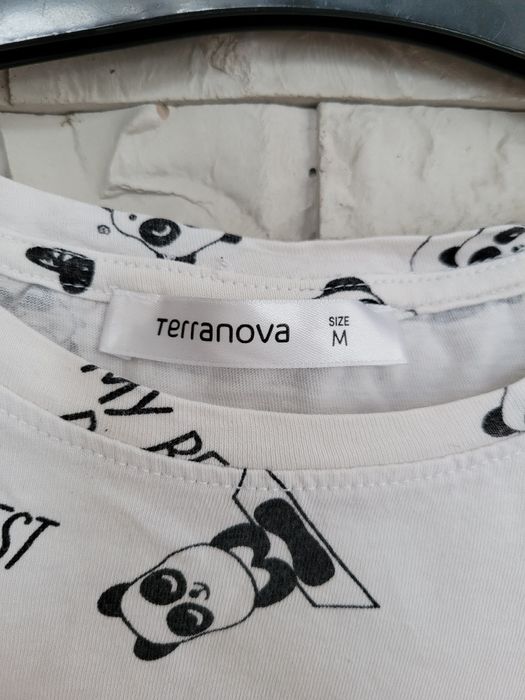 T-shirt koszulka w pandy z nadrukiem Terranova M Bawełna