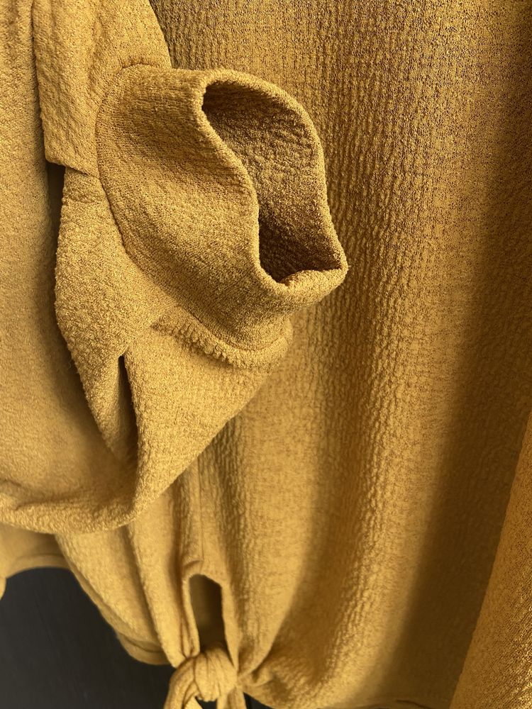 Bluzka z długim rękawem musztardowa żółta H&M