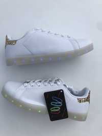 Świecące buty LED białe adidasy superstar 38 39 40