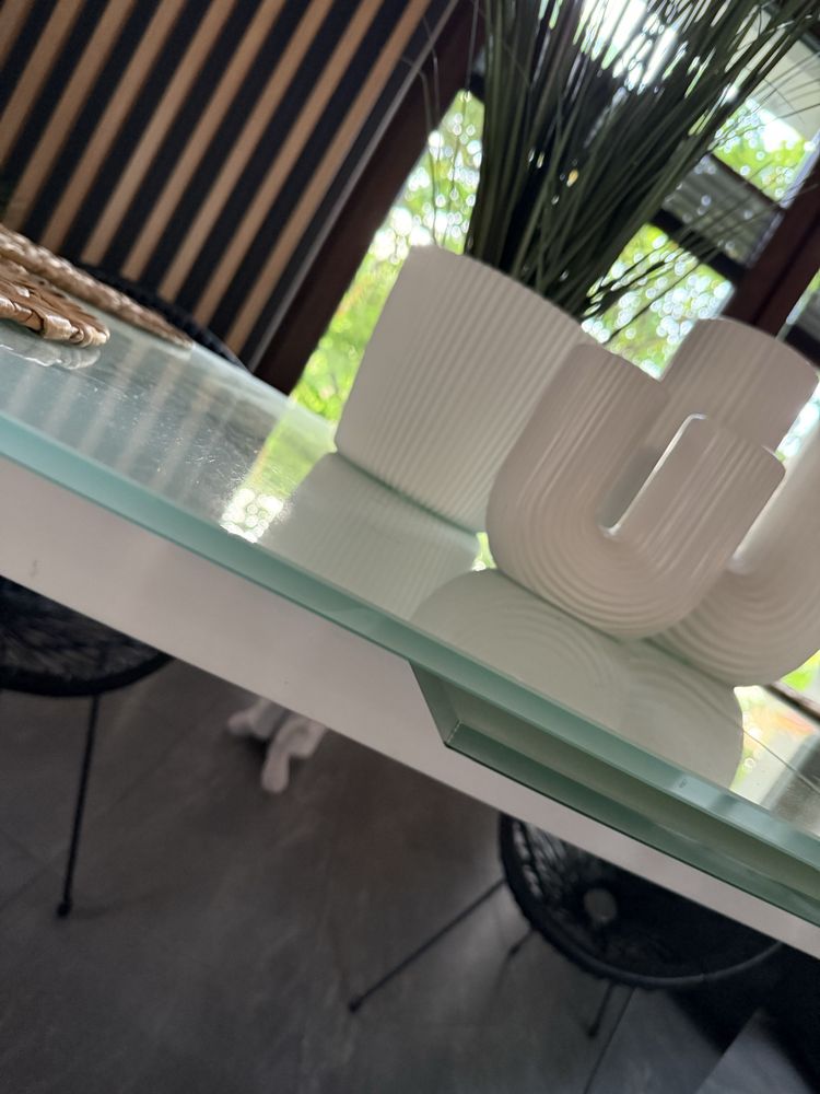 Stół szklany rozkładany 90x200 jadalnia salon glamour