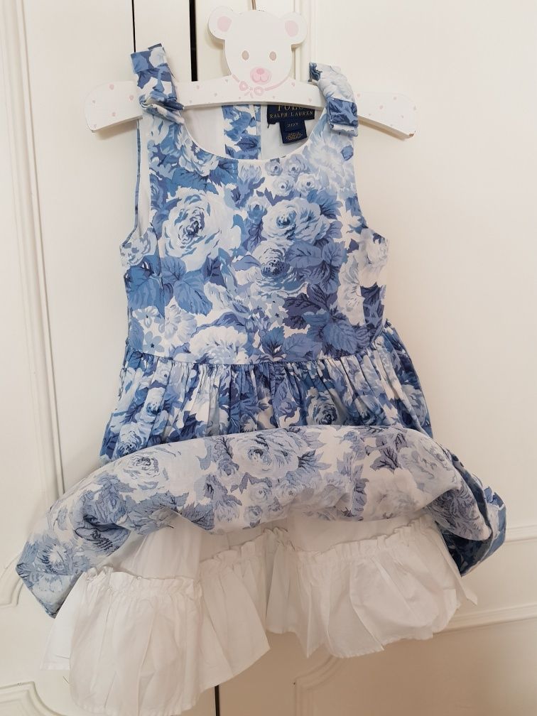 Vestido floral Azul e branco _Polo Ralp Lauren (original)