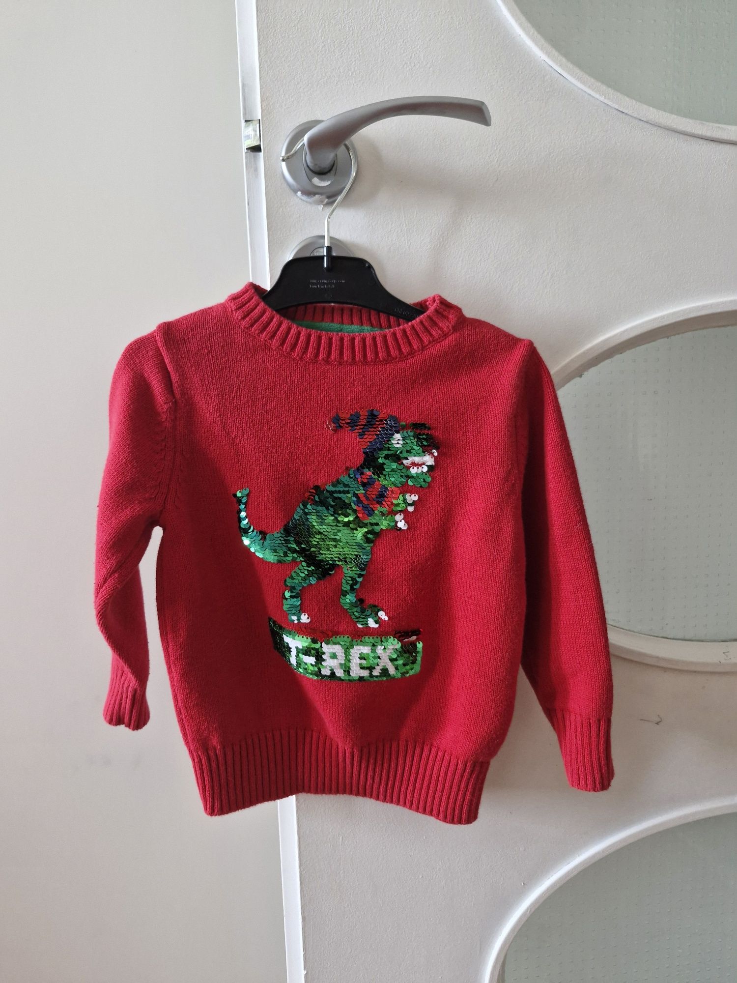 Sweter czerwony dinozaur t-rex święta H&M 104