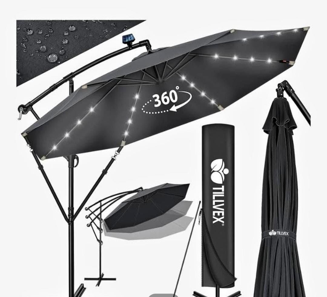 Guarda-Sol Cantilever Kesser Premium com LEDS + 4 bases 25KG