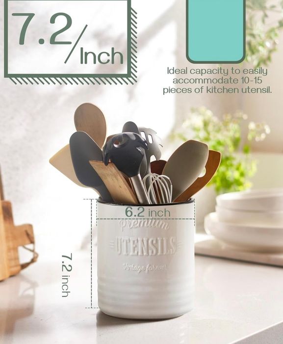 DOWAN Uchwyt ceramiczny na przybory kuchenne w stylu vintage