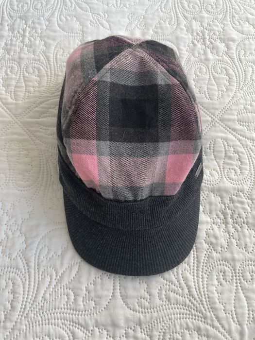 Reserved Kids kaszkiet czapka krata L szary róż