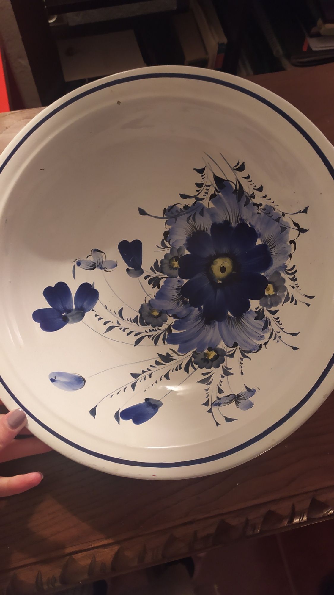 Lavatório antigo em porcelana pintado a mão