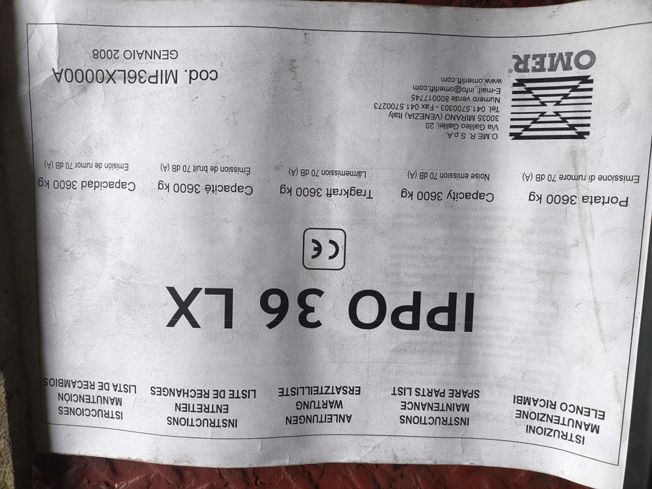 Podnośnik nożycowy OMER IPPO 36LX 3600KG