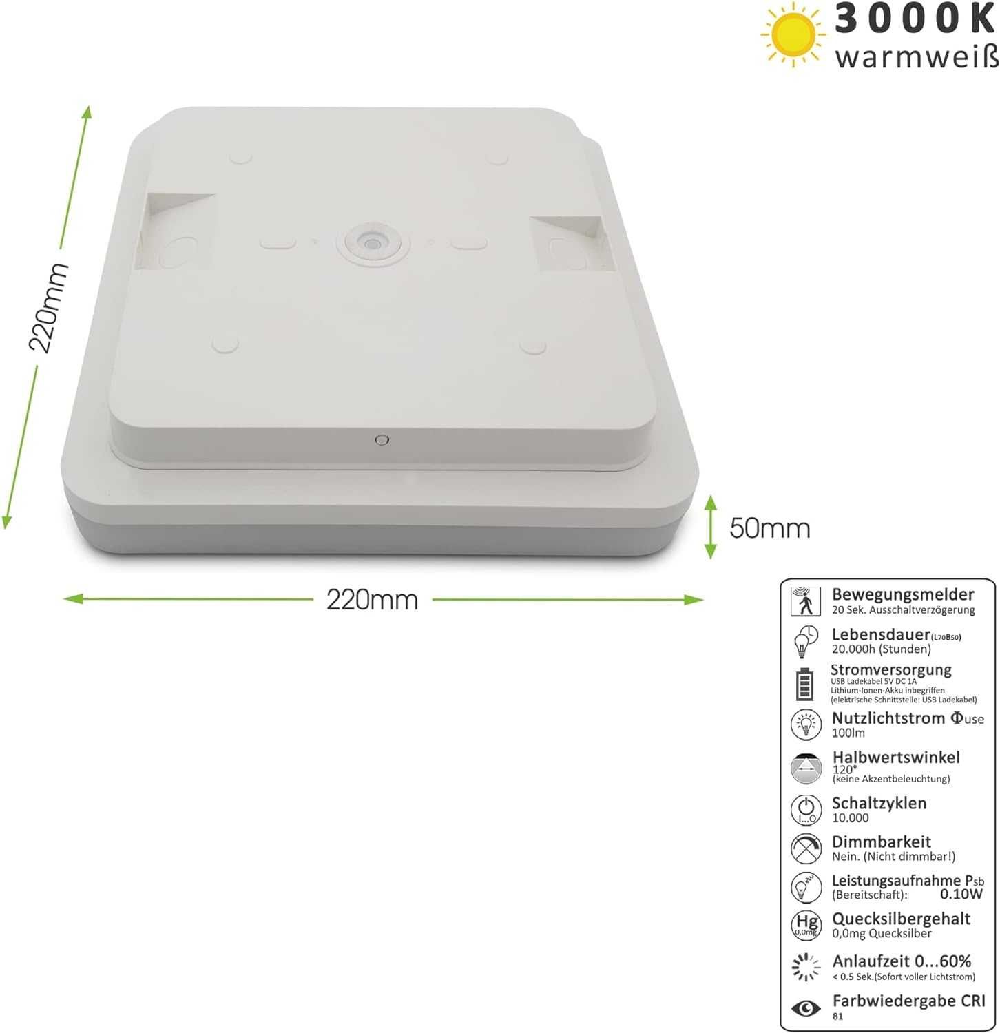 Plafon LED 15W czujnik ruchu IP44 3000k