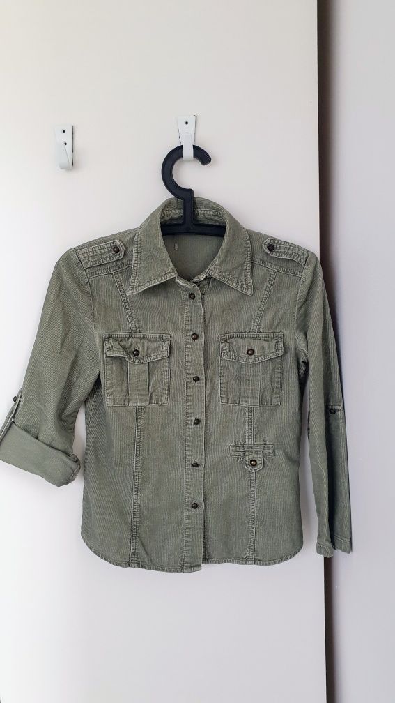 Sztruksowa koszula khaki XS