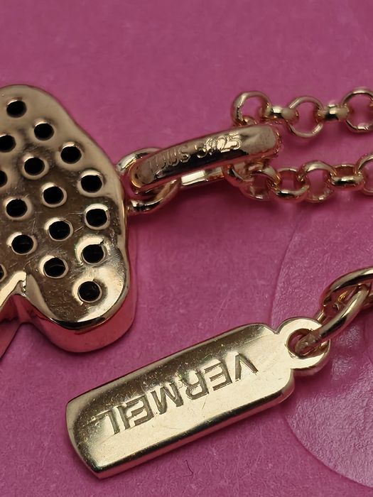 Komplet biżuterii z misiem różowe srebro vermeil 925 ze spinelami
