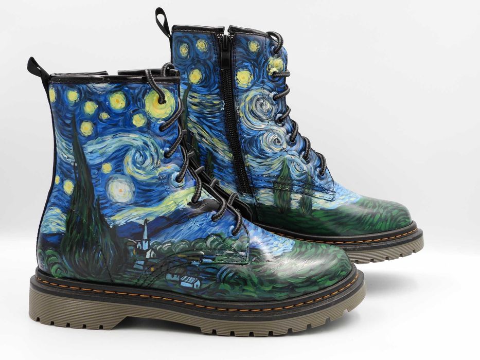 Workery damskie ręcznie malowane - NOC GWIEŹDZISTA