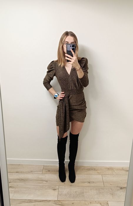 Sukienka damska brokatowa sylwestrowa mini S