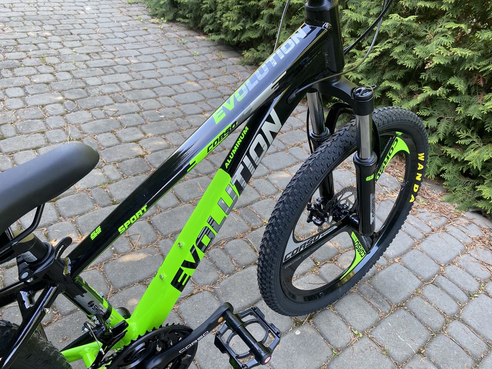 Дитячий велосипед Corso Evolution 24 Black-green на дитих дисках
