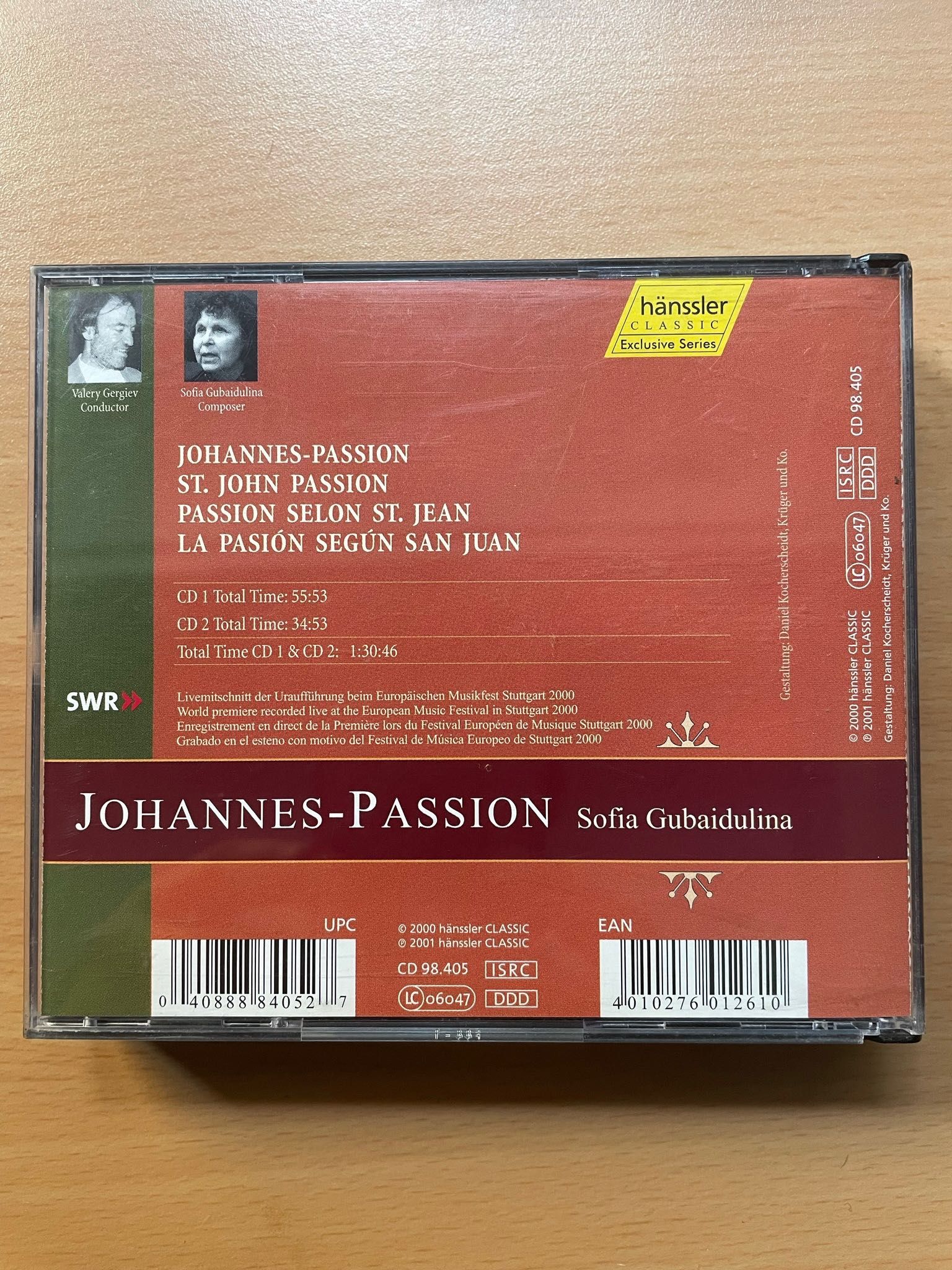 CD duplo Gubaidulina, Gergiev: Johannes-Passion