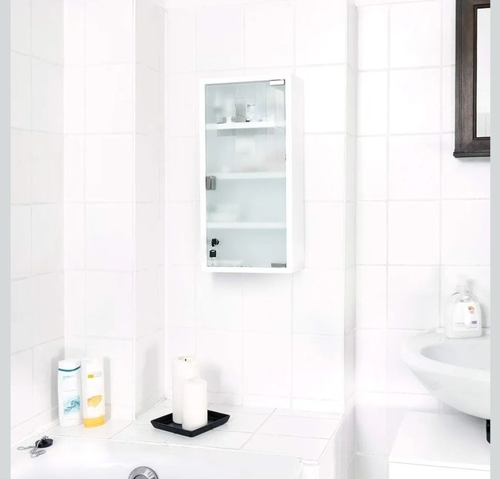 Relaxdays EMERGENCY XXL szafka na leki z metalu szkła szafka apteczna