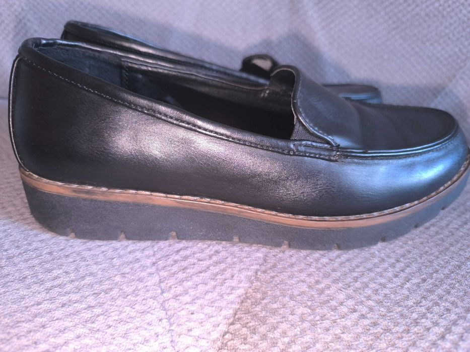 Mokasyny półbuty lordsy Samara 37 czarne koturna