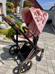 Cybex wózek Priam Gold Simply Flowers Pink róż boowy złoty stelaz