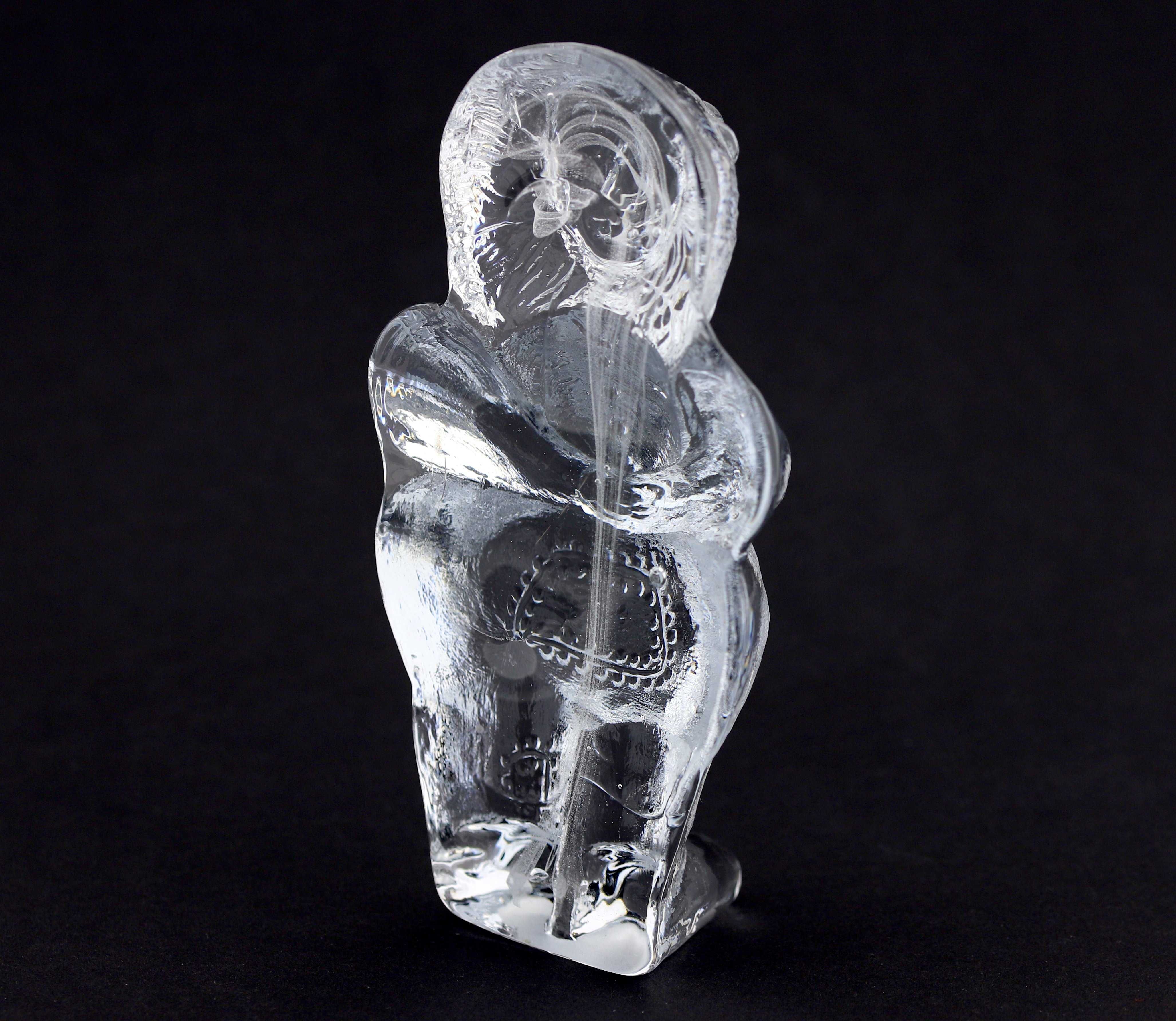 Rzeźba figurka szklana troll wys 19,5cm Bergdala Szwecja