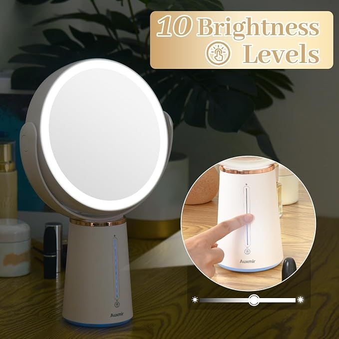 Auxmir Lusterko do makijażu z LED, 10x powiększające, 360°