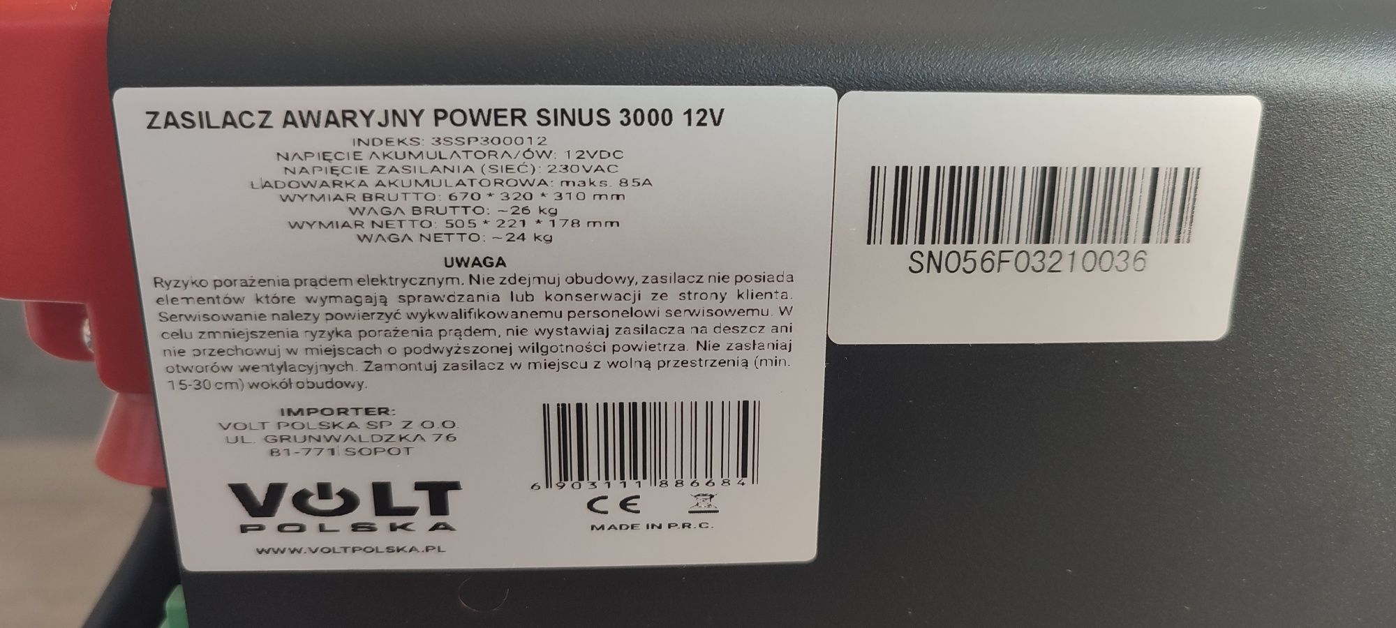 UPS Zasilacz awaryjny power Sinus 3000