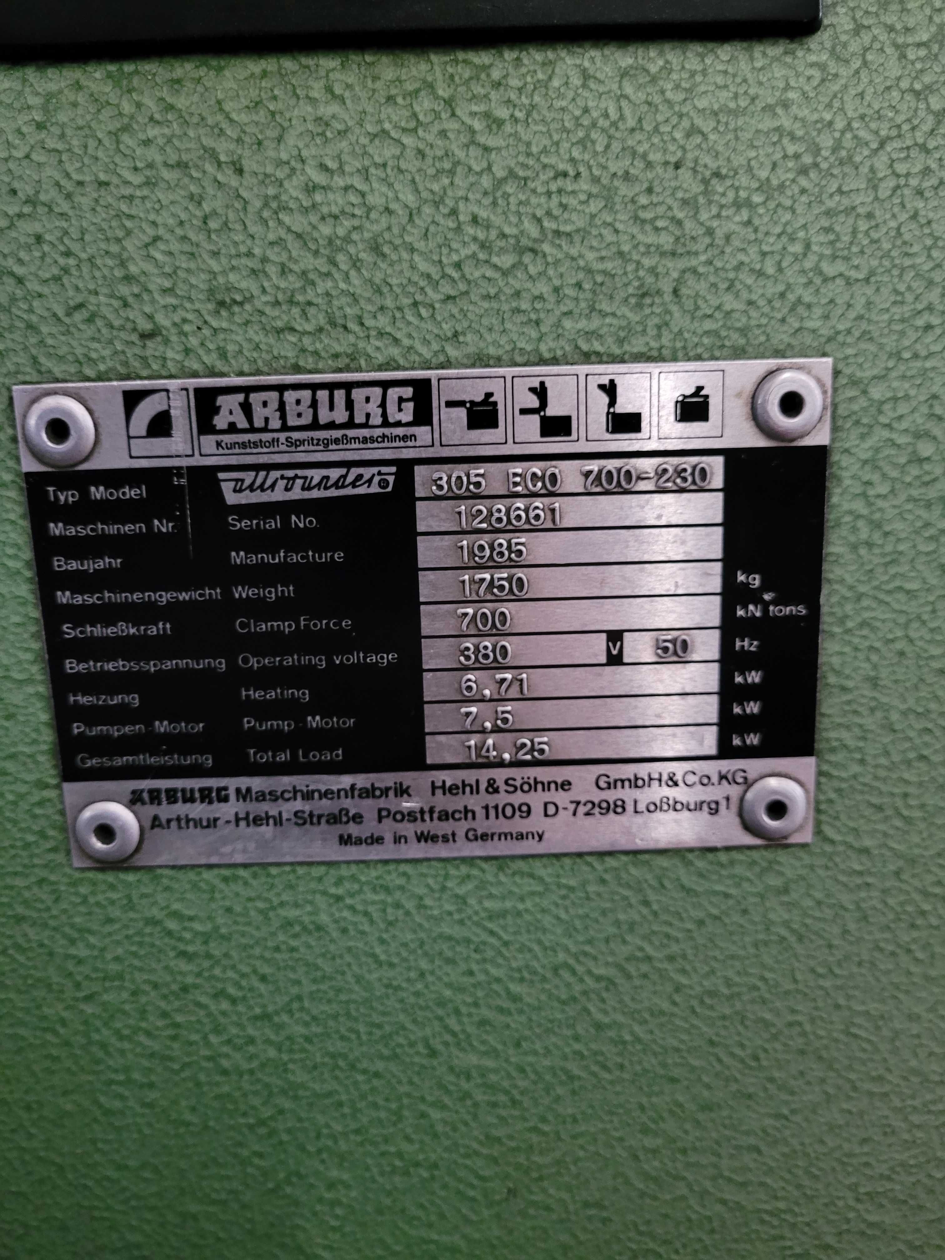 Wtryskarka ARBURG 305-ECO 700-230 z nowym układem plastyfikującym