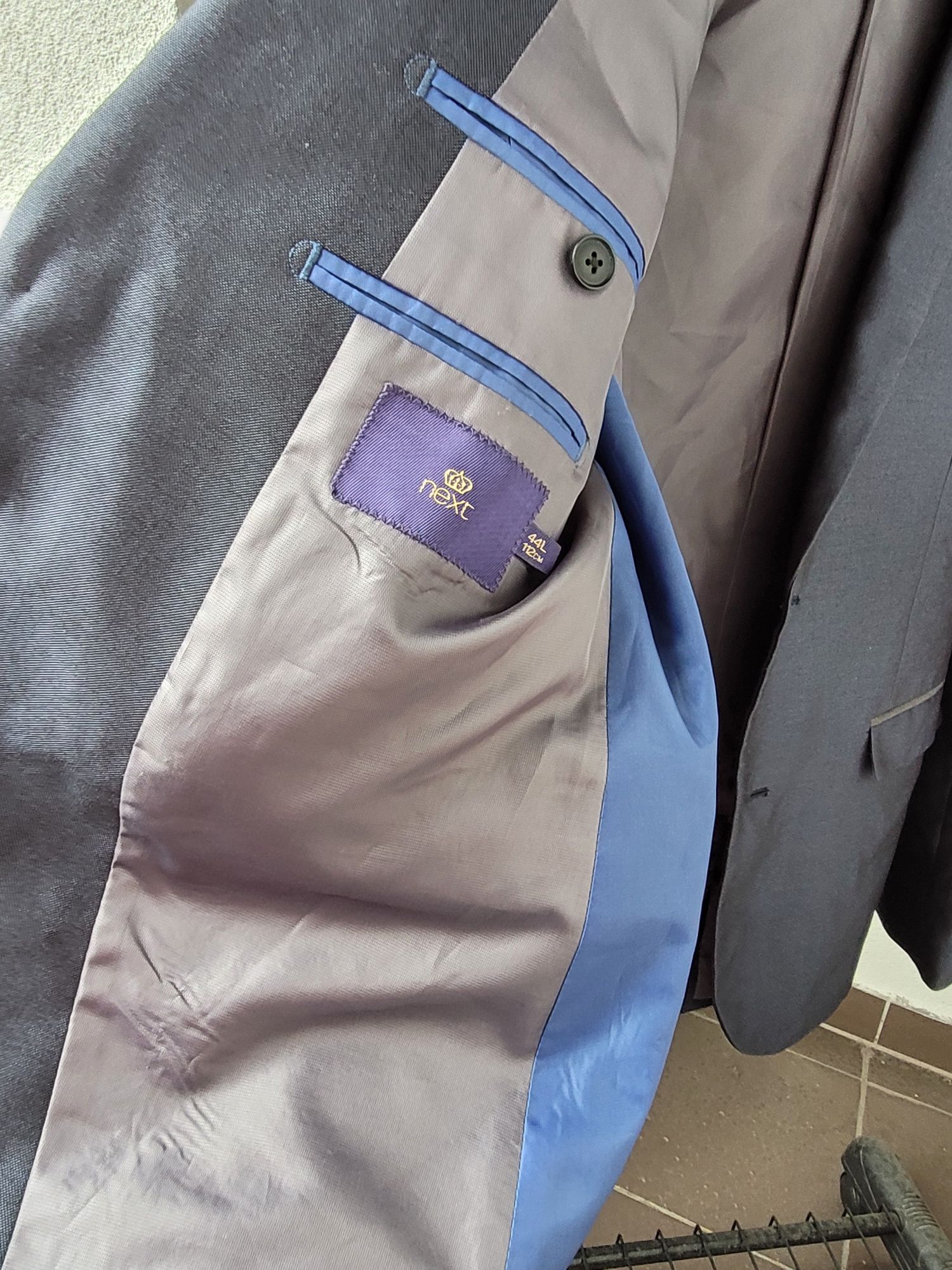 Next - niebieska elegancka męska marynarka z lekkim połyskiem r. XL