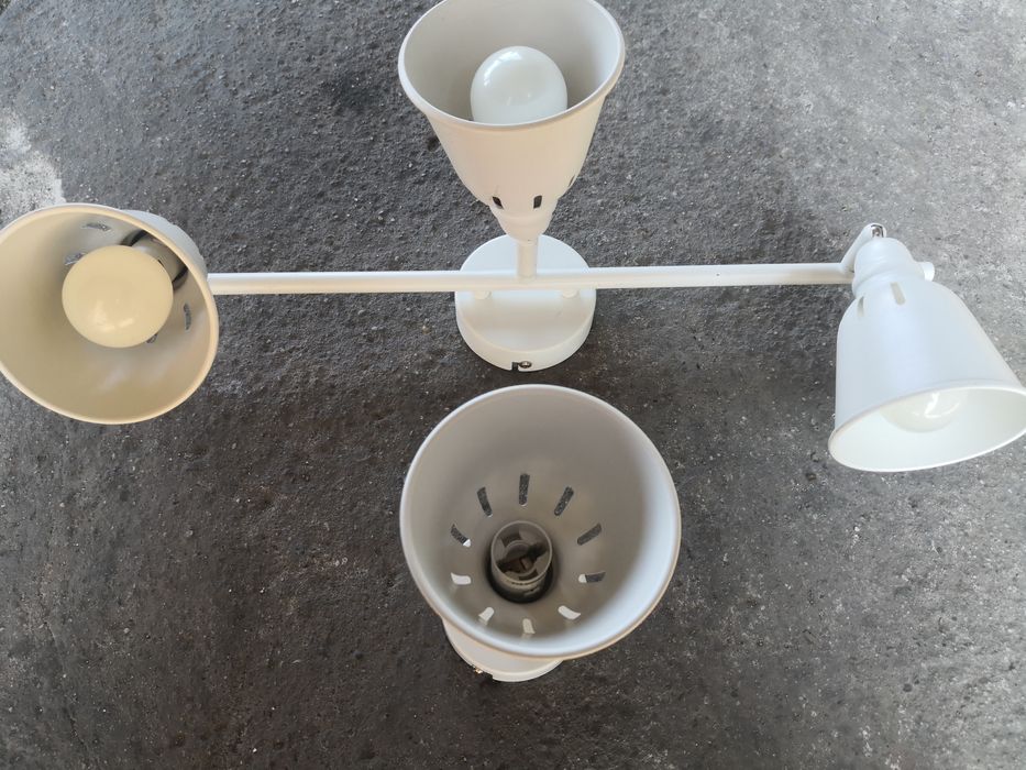 Nieużywana lampa metalowa potrójna plus kinkiet 3xE14, 1xE14