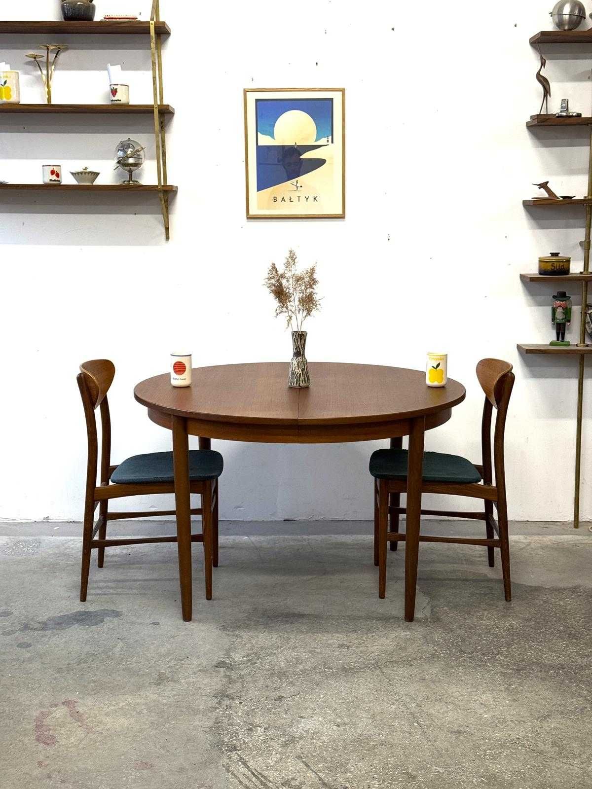 Tekowy stół okrągły, Dania lata 60/70, vntg, mid-c modern