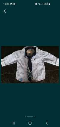 Elegancka koszula i krawat Chrzest 3-6 m-cy Stan idealny