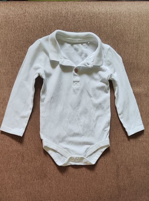 Дитяче біле боді з довгим рукавом, сорочка, рубашка 80-86
