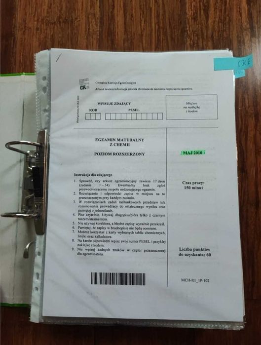 Arkusze maturalne z chemii