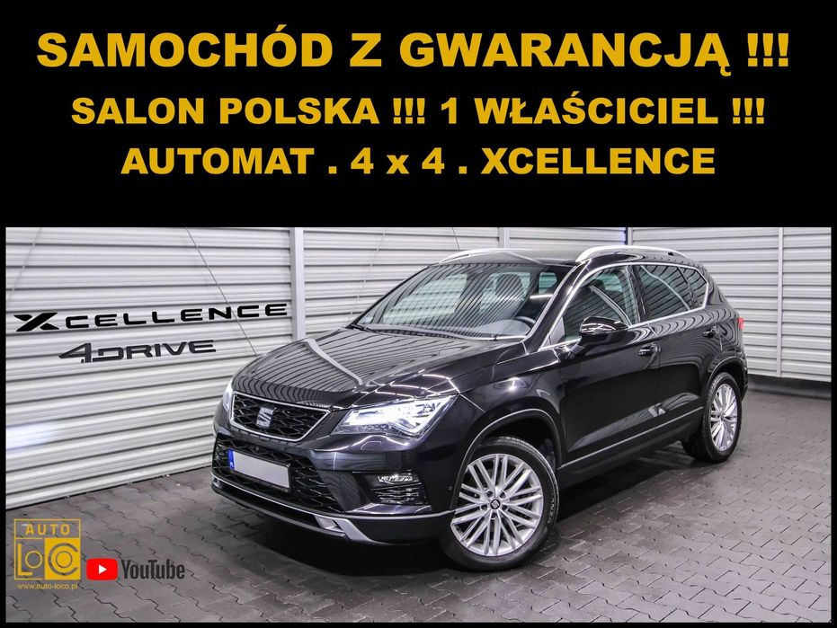 Seat Ateca 4x4 + DSG + 190 KM + Salon POLSKA + 1 Właściciel !